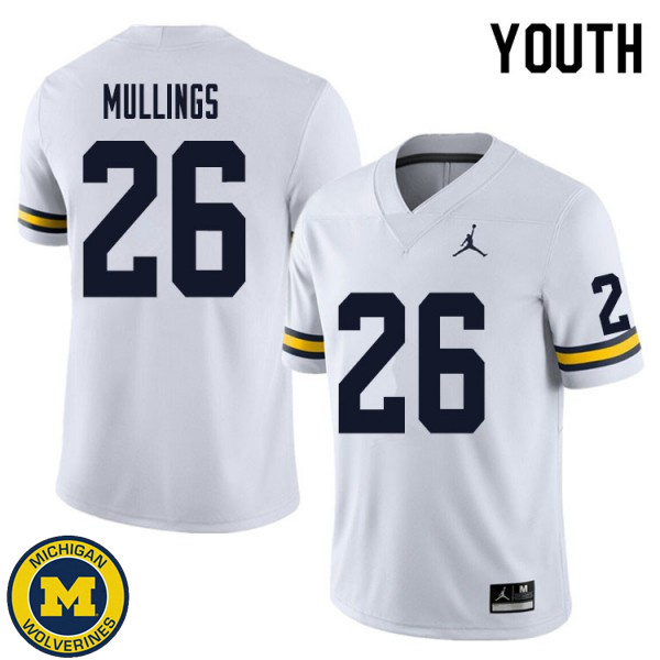 Youth Michigan Wolverines #26 Kalel Mullings White NCAA Football Jersey